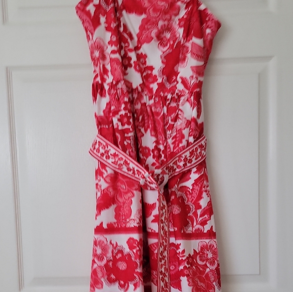 Joie Vibrant Red and White Floral Midi Dress